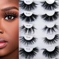 handmade 5d thick curl 25mm real mink false eyelashes with tray only