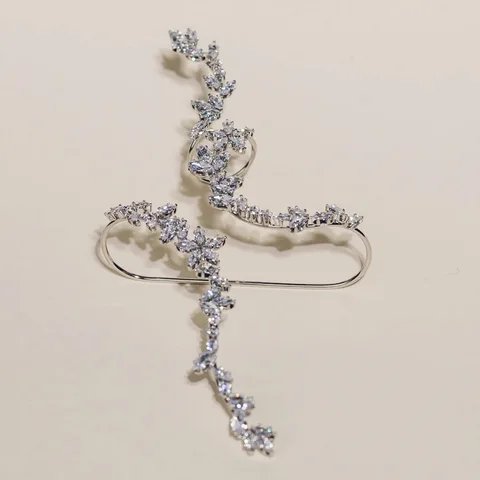 Модный Регулируемый Открытый браслет Stonefans, женский браслет с ладонью, ювелирные изделия, роскошный браслет с листьями из фианита, свадебный браслет
