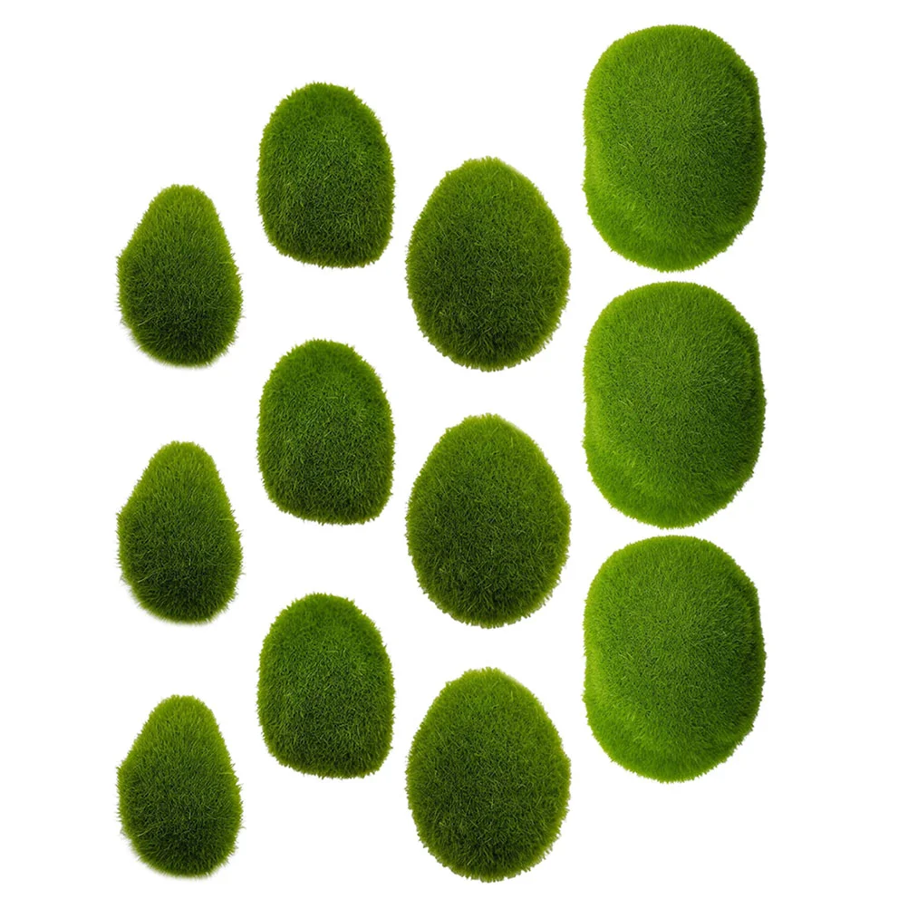 

40 Pcs Miniatures Fish Tank Moss Balls Green Moss Craft Fairy Gardens Ornament Artificial Moss Stones Artificial Moss