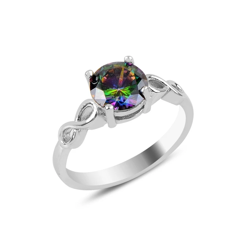 

Silver 925 Sterling Mystic Zircon Stone Ring