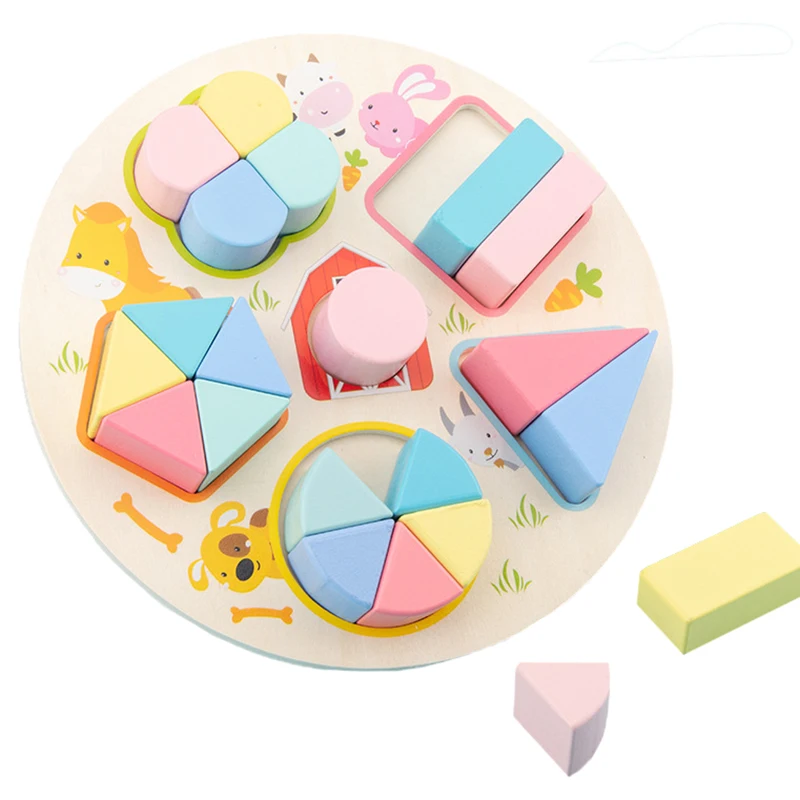 

Children Wooden Shape Dividing Learning Board Toys Kids Early Education Toys Math Fractions 3D Puzzle Board Shape Matching Toys