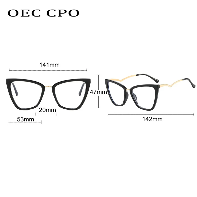 Модная оправа для очков кошачий глаз унисекс OEC CPO с прозрачными линзами