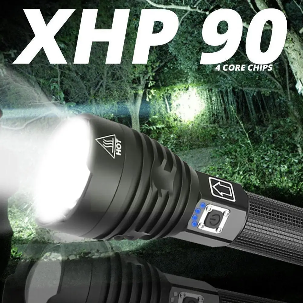 

2500 Lumen Xhp90 Most Powerful Flashlight 18650 Xhp90 Light Power Tactical Rechargeable Torch High Usb Flashlights Hunting C1y1