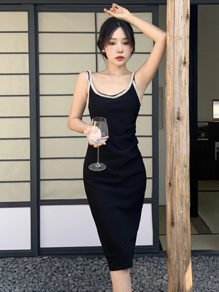 

Elegant Women Evening Dress Diamonds Camisole Backless Bodycon Midi Party Gown Robe Femme Sexy Mujer Vestidos Festa Luxo Summer