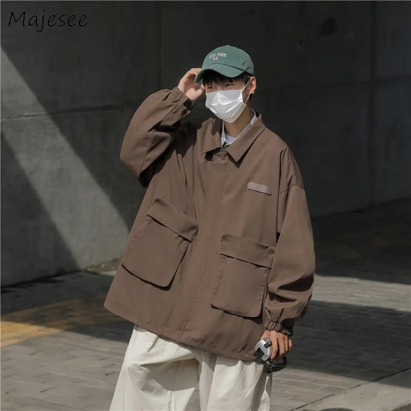 

Куртка-карго мужская с большими карманами, стильная уличная одежда в американском стиле, в японском стиле ретро, осенняя мешковатая верхняя...