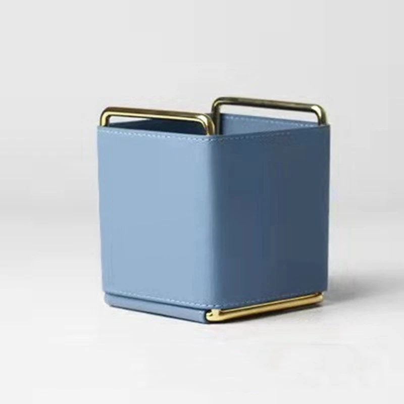 

PU Leather Simple Cosmetic Storage Box Ladies Dressing Table Desktop Storage Box Household Iron Ornaments