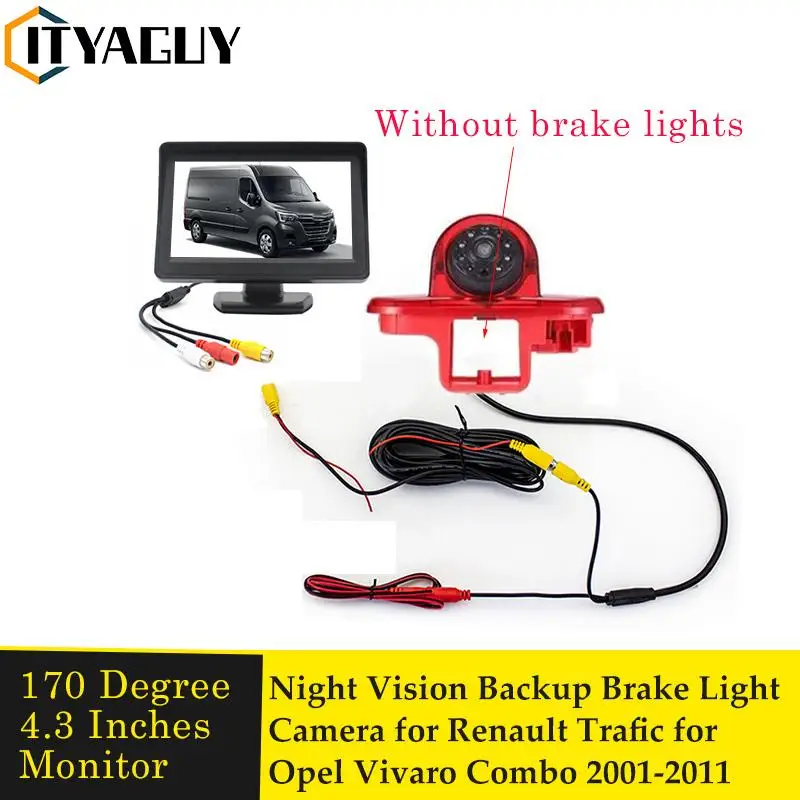 

HD Night Vision Car Rear View Camera Reverse Backup LED Brake Light + LCD Monitor for Renault Trafic for Vauxhall Vivaro Combo