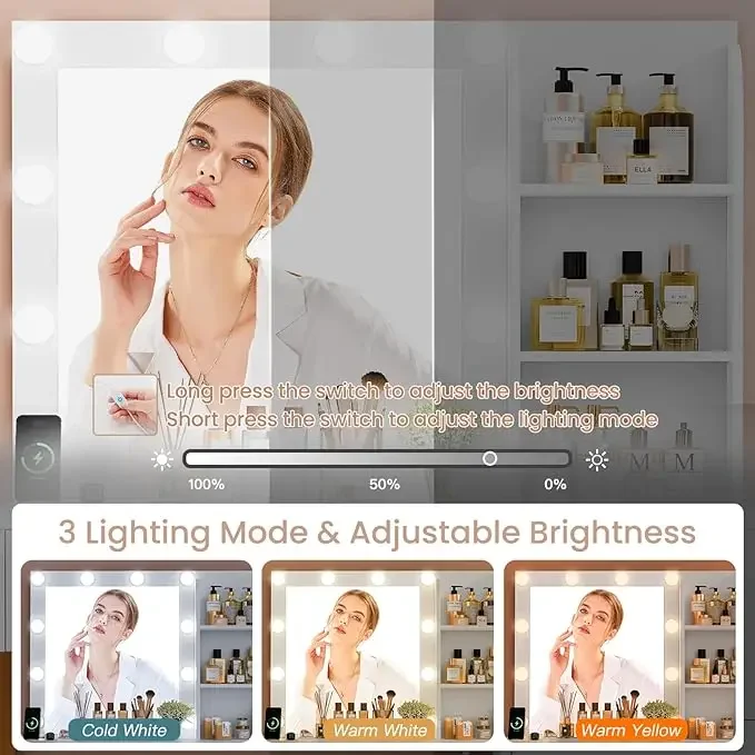 НОВЫЙ туалетный столик с открытыми полками для хранения макияжа зеркалом и