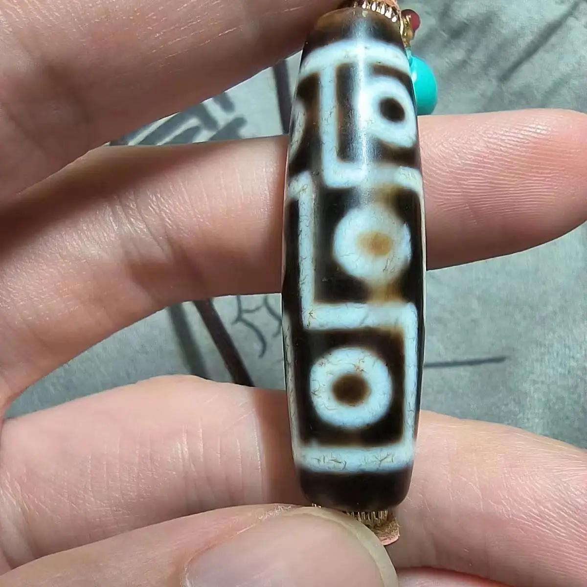 1pcs/lot pure natural nine eyes old agate Dzi Beads necklace line pharmacist turquoise manual braided rope designer style amulet