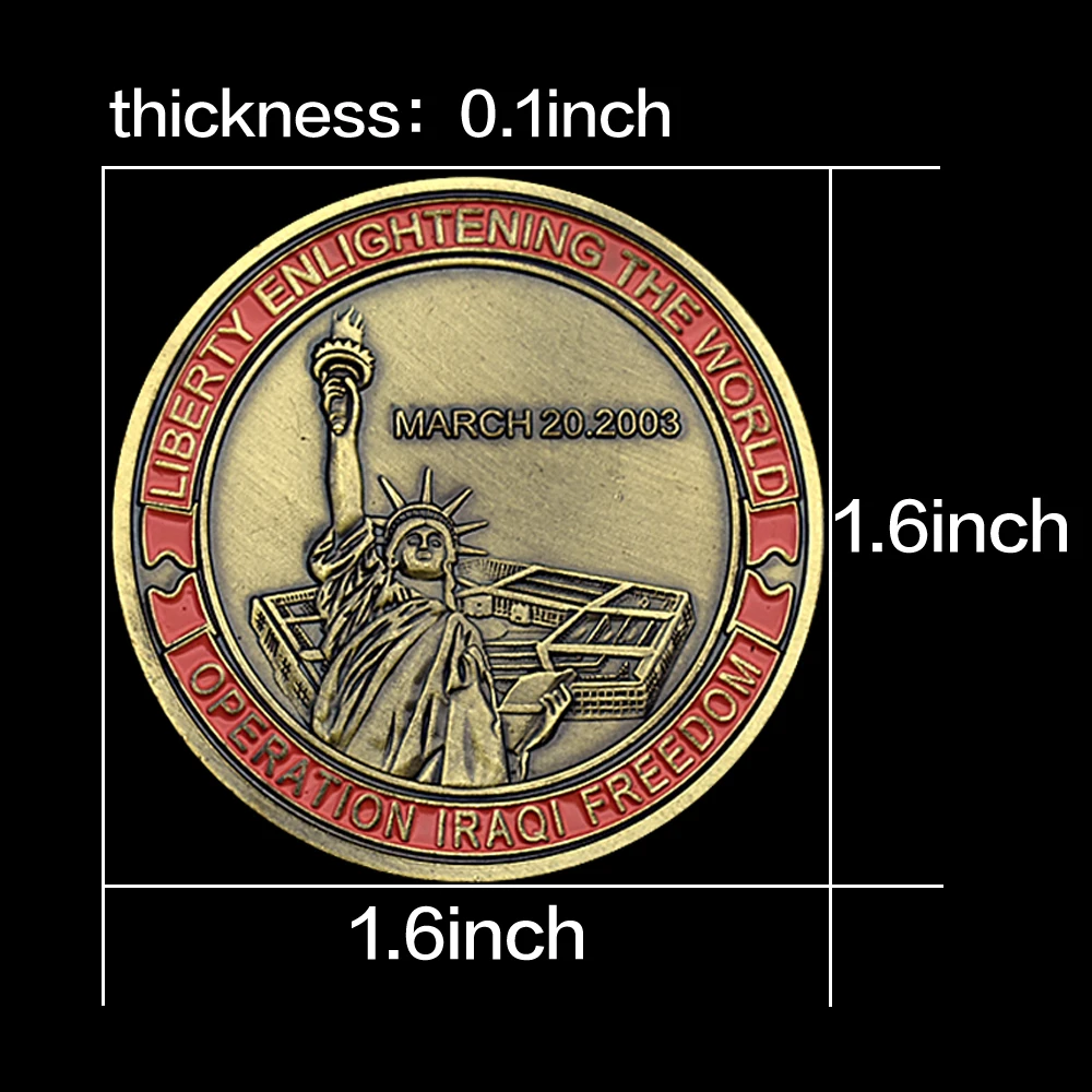 Бронзовая памятная монета для операции в США иракской свободы Liberty Enlightening The World