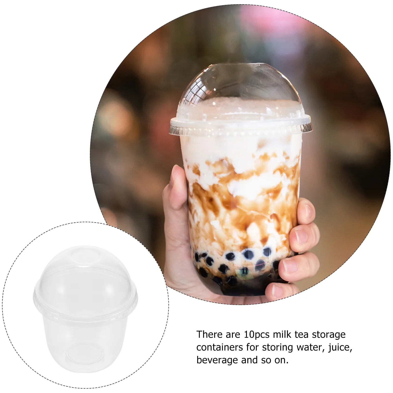 10pcs Milk Tea Cups Disposable Plastic Clear Transparent Food Container