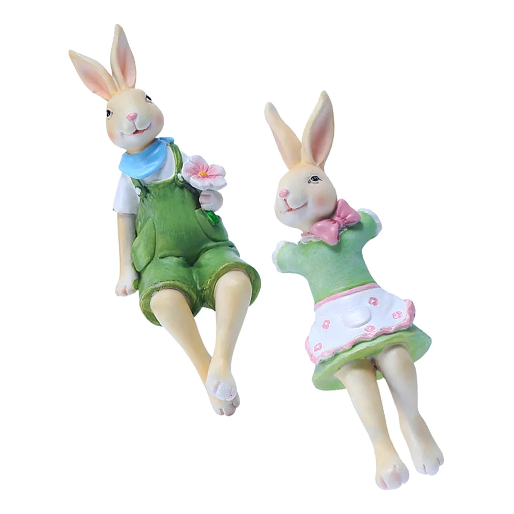 

2Pcs Creative Decorative Adorable Garden Statues Potted Plant Decoration Lovers Bunny Statues