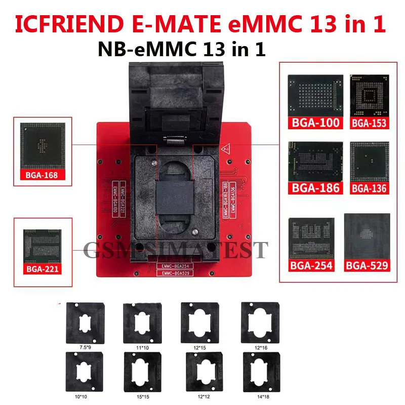 ICFRIEND E- Mate eMMC BGA 13 в 1 розетка NB - с Z3X легкий JTAG UFI коробка MIPI RIFF Medusa Pro |