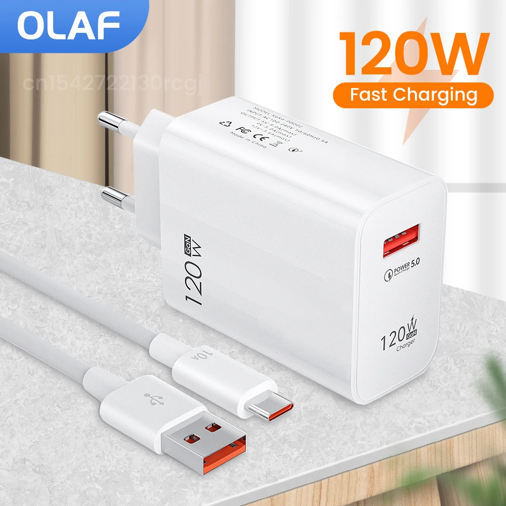 

Olaf 120W USB Charger Fast Charging QC3.0 USB C Cable Type C Cable Mobile Phone Chargers For Huawei Samsung Xiaomi Quick Charge
