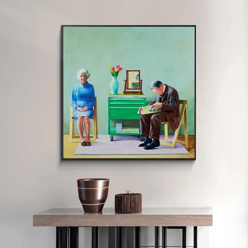 

Modern Oil Painting Lover Couple David Hockney My Parents Printed Poster Canvas Art for Living Room Bedroom Home Wall Decoration