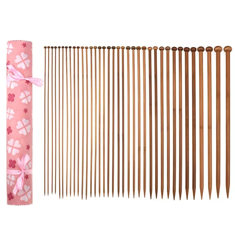 

36pcs Bamboo Knitting Needles Sweater Crochet Needles Set 18 Mix Size 2.0mm to 10.0mm 35cm Straight Yarn Weave Knitting Needles