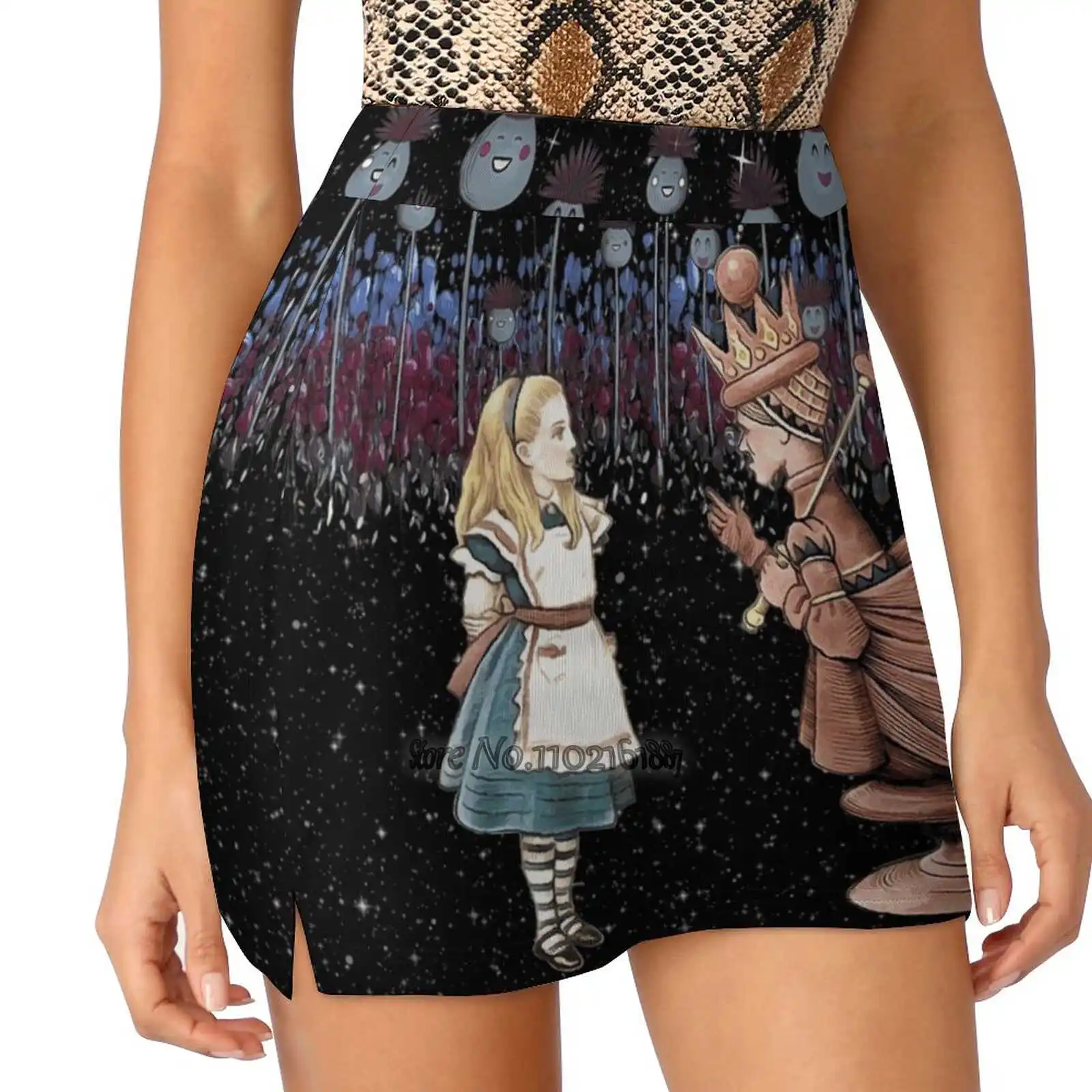 

We'Re All Mad Here - Flower Garden - Alice In S-4Xl Tennis Skirts Golf Fitness Athletic Shorts Skirt With Phone Pocket Alice In