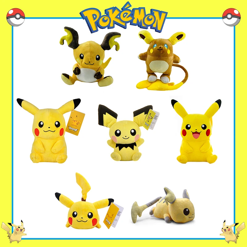 

TAKARA TOMY Pokemon Plush Pikachu Pichu Raichu Stuffed Toys Anime Cartoon Pillow Kawaii Dolls Xmas Birthday Gift for Girlfriend