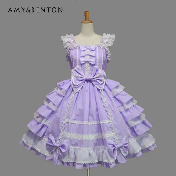 

Japanese Style Sweet Lolita Dress for Women Court Style Cos Ball Gown Lace Ruffled Party Maxi Dresses Spring Summer Pettiskirt