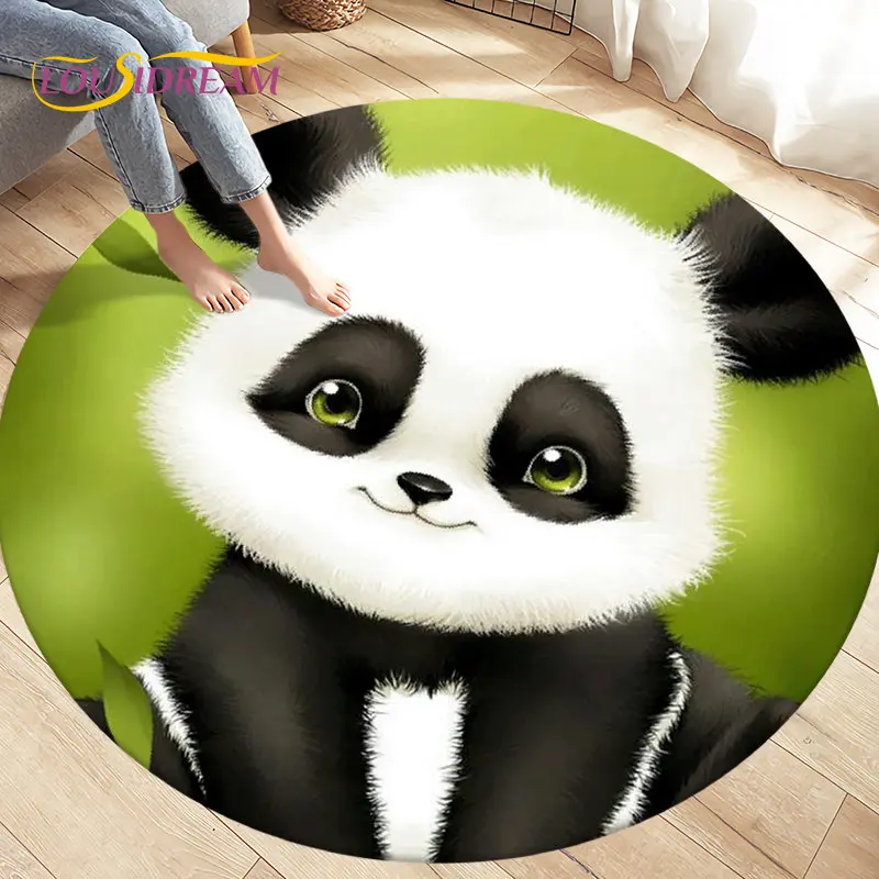 

3D Cartoon Cute Panda Circle Area Rug,Round Carpet Rug for Living Room Bedroom Sofa Decoration,Kid Play Game Non-slip Floor Mat
