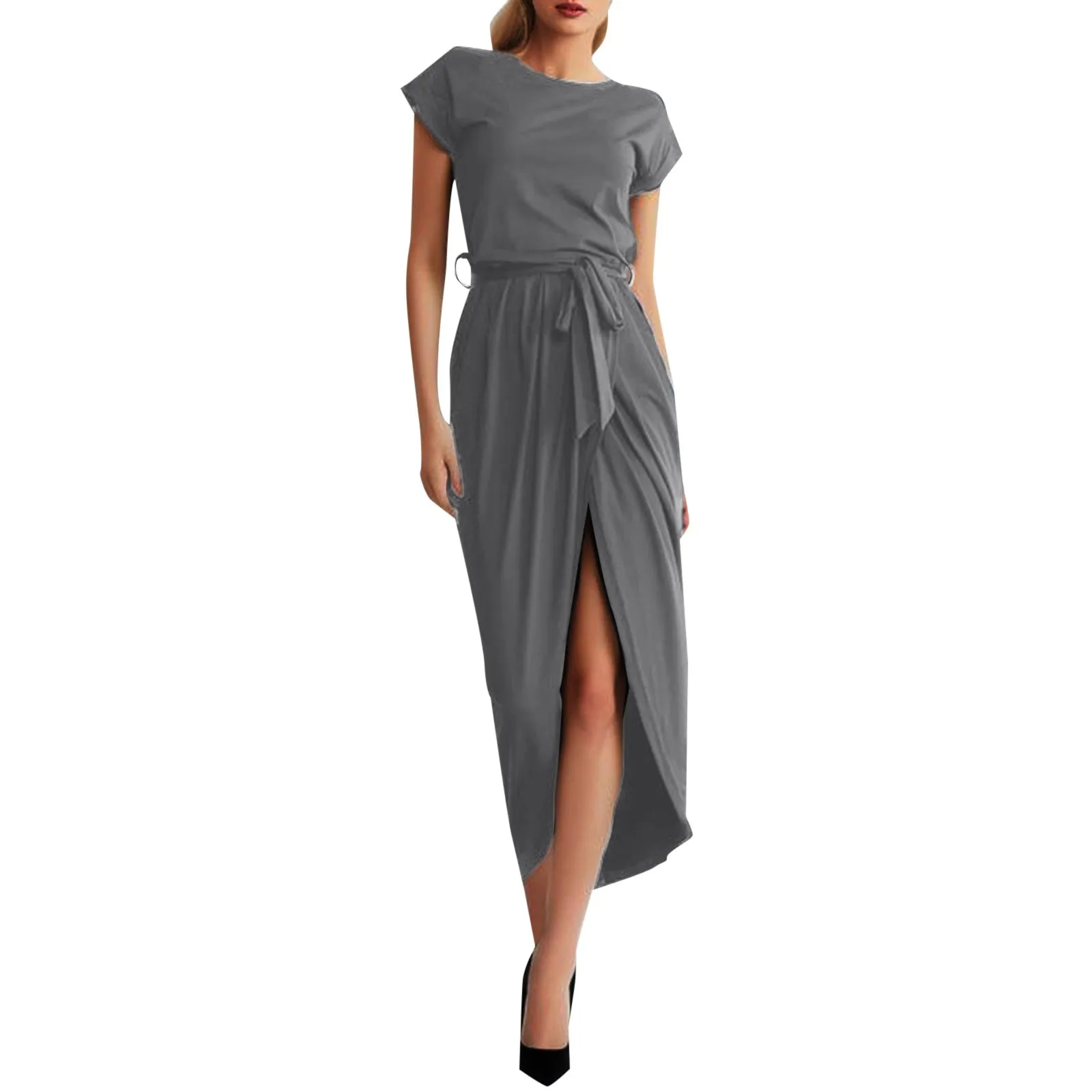

Short Solid Dress Casual Women's Sleeve Fashion Slim All Women's Dress Woman Summer Dress