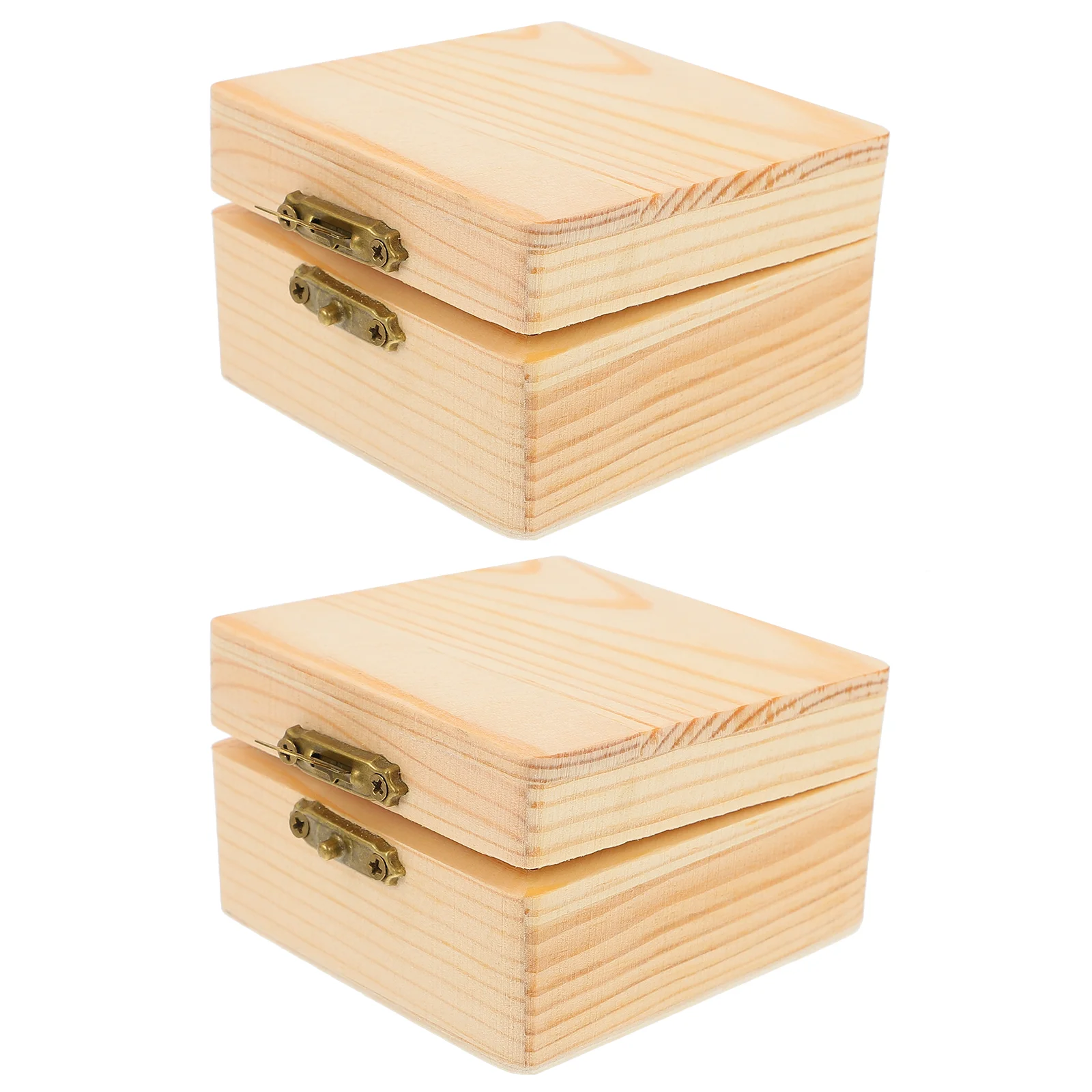 

Box Wood Wooden Boxes Unfinished Crafts Storage Case Craft Gift Candy Jewelry Keepsake Trinket Mini Square Clasp Car Interior