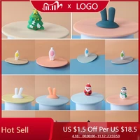 1pcs cute silicone cup lid creative glass drink cover anti dust coffee mug suction seal leakproof ceramic cup cover cartoon lid