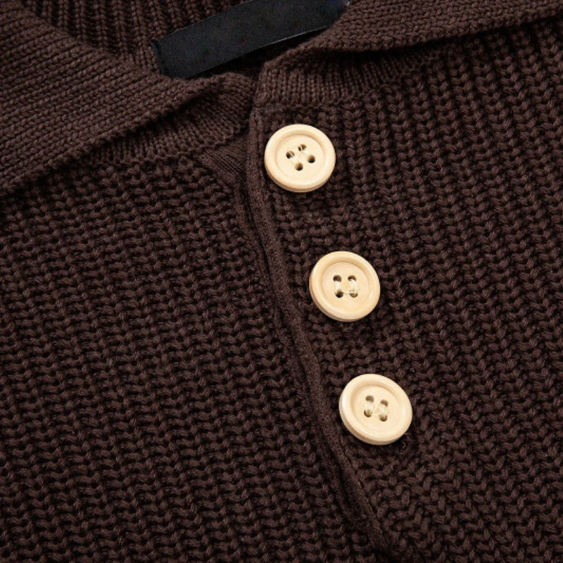 WEILUO Knitted Sweater Men's Long Sleeve Quarter-Button Sweater, Pullover Black Vintage Sweater Mens Sweater