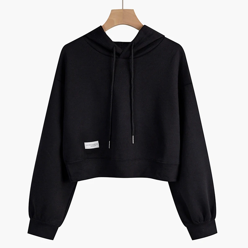 

2022 Fall/Winter Women's Fleece Hoodie Solid Color Thin Cotton Hooded Pullover Blue Loose Harajuku Street Casual Sweatshirt