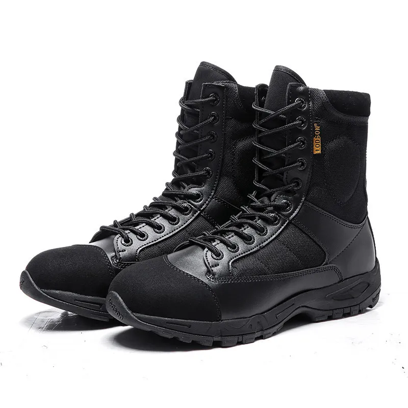 Black High-upper Military Wear-resistant Tactical Boots Outdoor Tactical Combat Boots Men Women Hiking Shoes Desert Flying Shoes