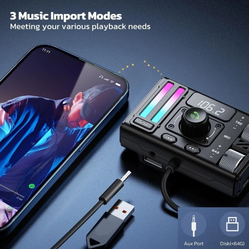 Автомобильный Mp3 Bluetooth-совместимый FM-передатчик с цифровым дисплеем и USB