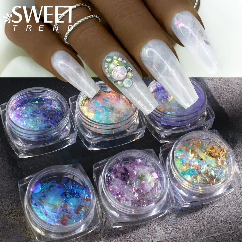 

6 коробок Блестящий фотографический набор опал Русалка Тонкий блестящий фотографический Декор лед хрусталь облако снег бархатная пудра