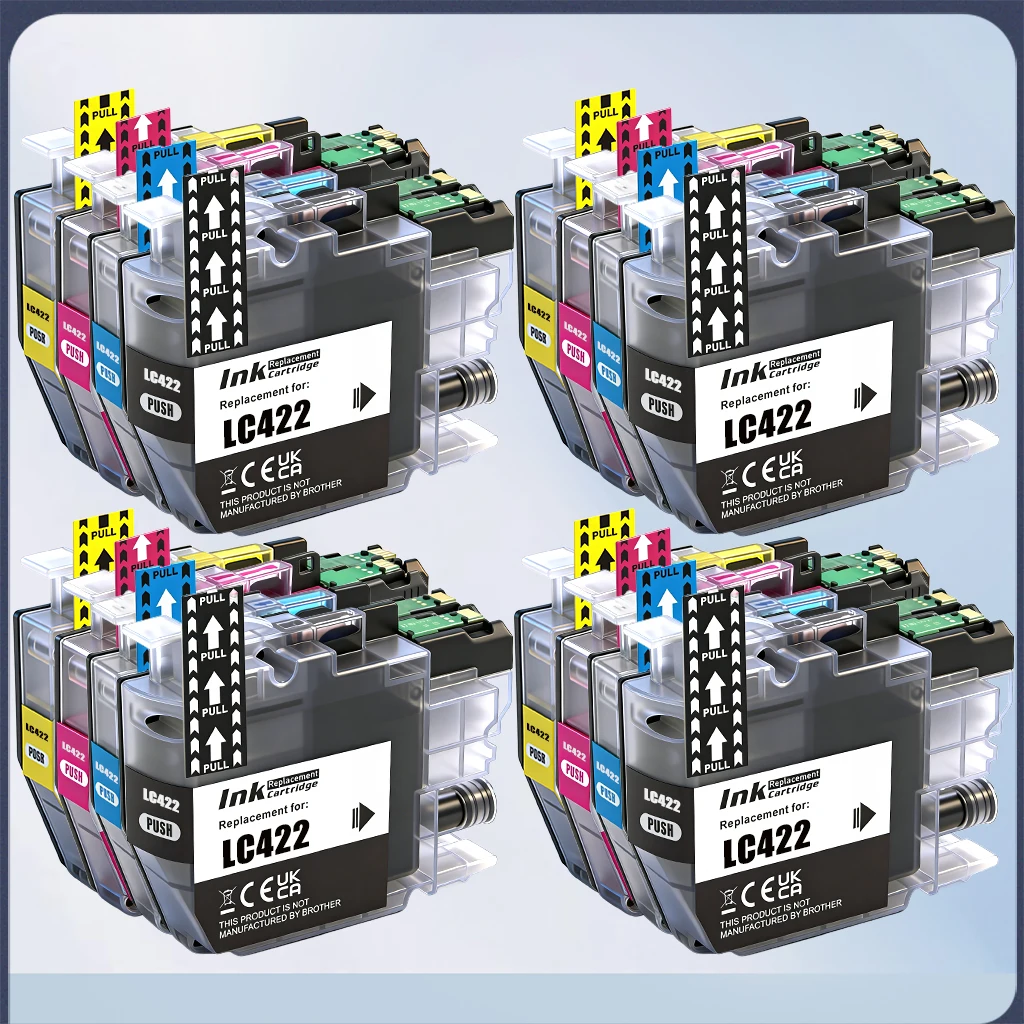 Фото Чернила для принтеров Brother LC422 LC422XL, совместимые с MFC-J5340DW J6540DW J6940DW J5345DW J5740DW, премиум-качество, пигментные. №2