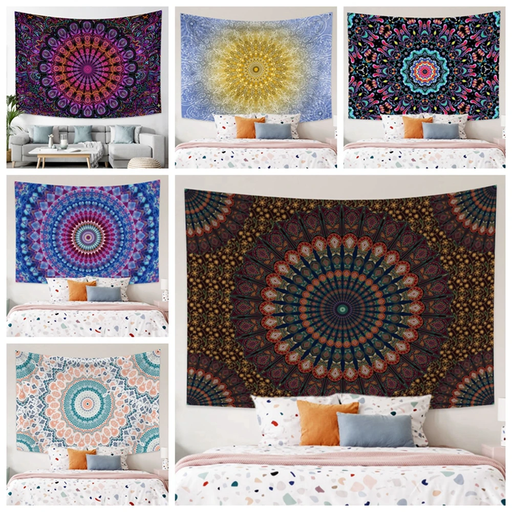 

Trippy Mandala Tapestry Wall Hanging Indian Psychedelic Hippie Bohemian Macrame Room Home Decor Yoga Blanket Tapestries Mattress