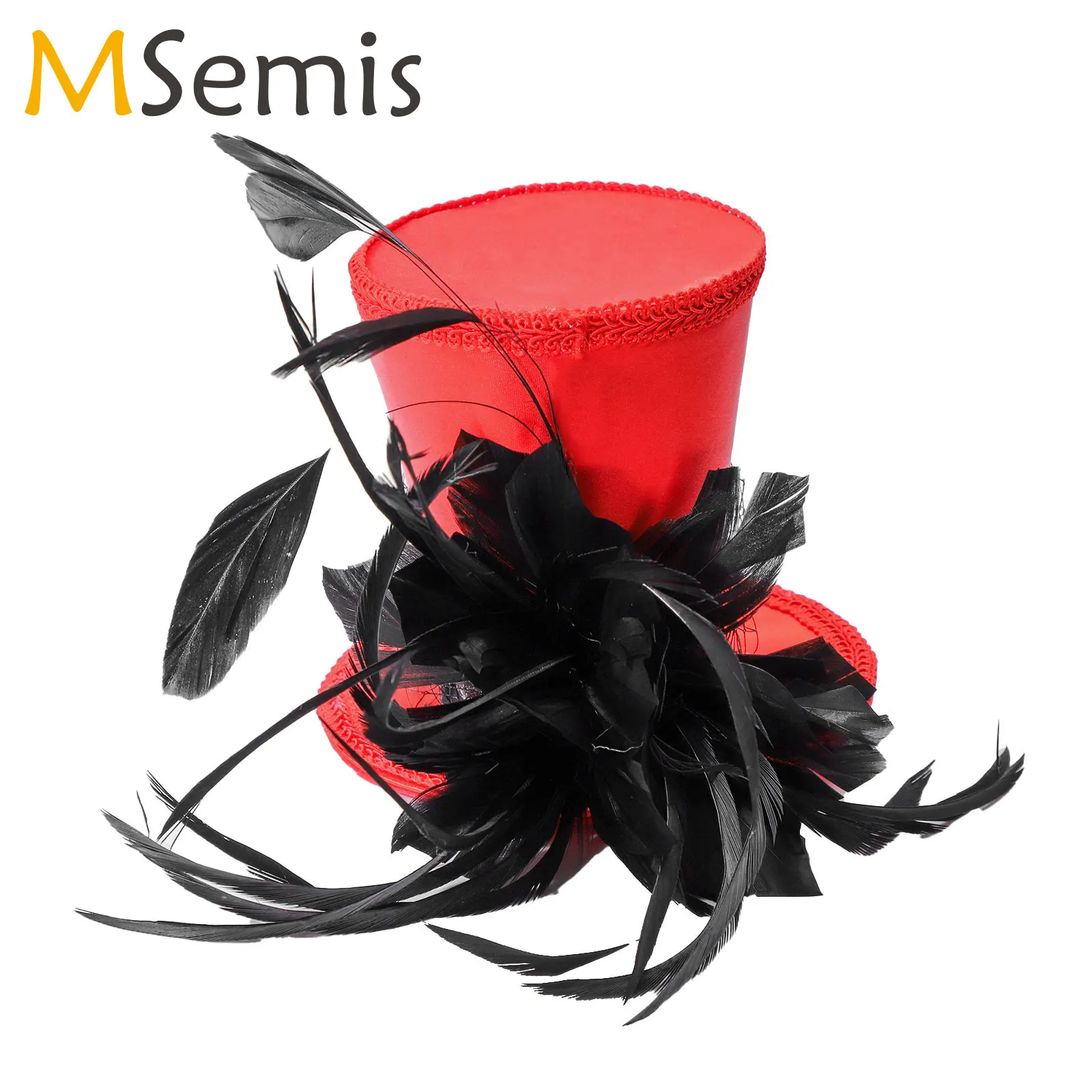 

Женская мини-шляпа с перьями и зажимом для волос