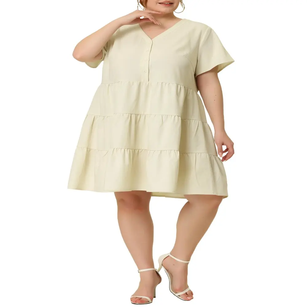 

Женское джинсовое платье средней длины в несколько рядов