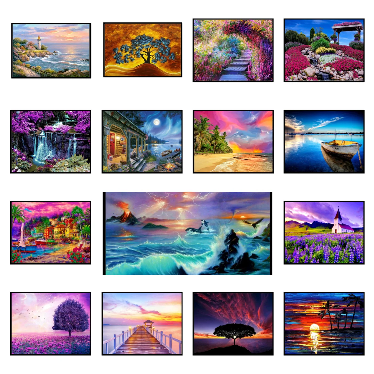 

5D DIY diamond painting handmade diamond beach ocean flower sea lighthouse sunset scenery mosaic diamond painting