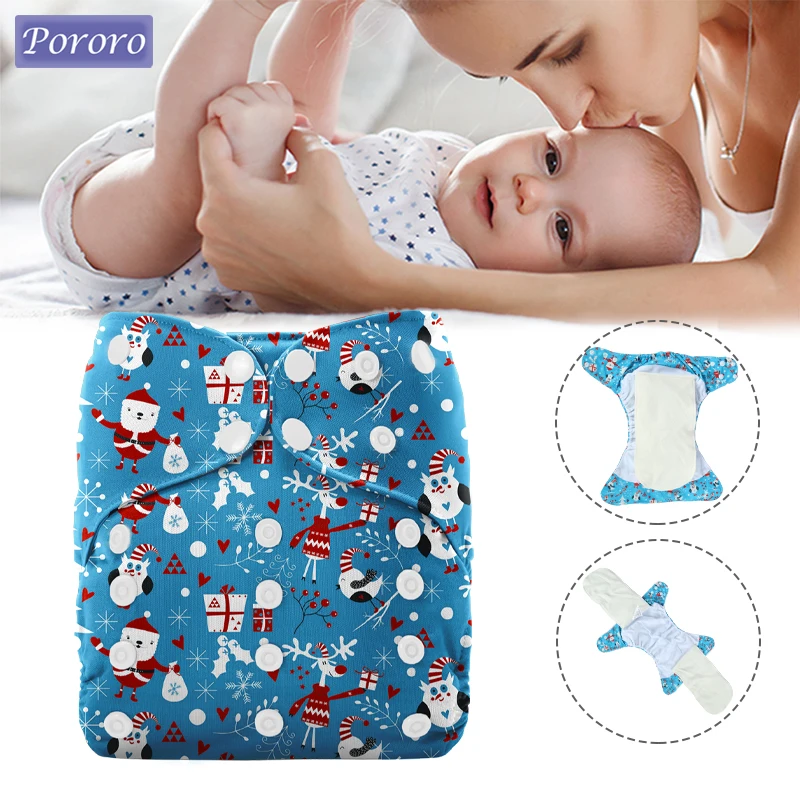 Infant Reuse Diaper Eco Nappy Changing With 2 Inserts Xmas G