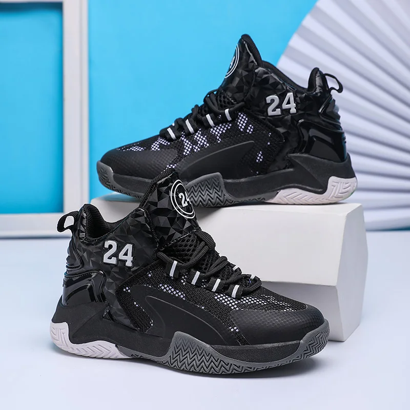 High Qulity Kids Basketball Shoes Thick Sole Non-slip Boys Sneakers Wearable Outdoor Sports Shoes Children Basketball Sneakers