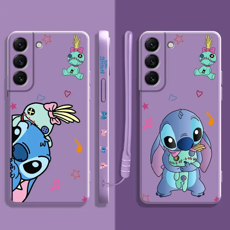 

Disney Cartoon Stitch Star Music Liquid Case For Samsung Galaxy S23 S22 S21 S20 FE Ultra S10 S9 S8 Plus S10e Note 20Ultra 10Plus
