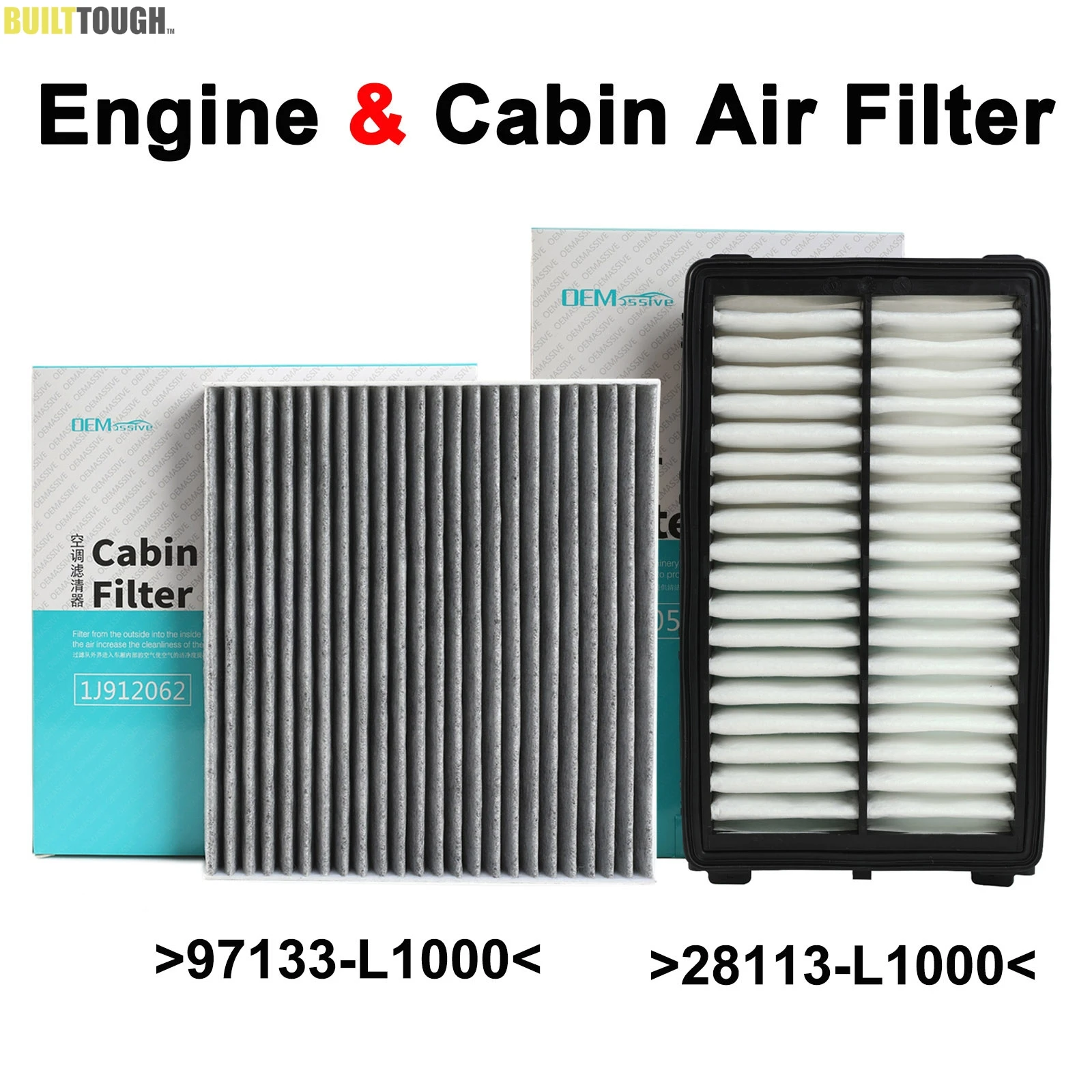 

Комплект воздушных фильтров пыльцы двигателя и кабины автомобиля для Hyundai Tucson Sonata Santa Fe Kia K5 Sportage Sorento 2.5L 28113-L1000 97133-L1000