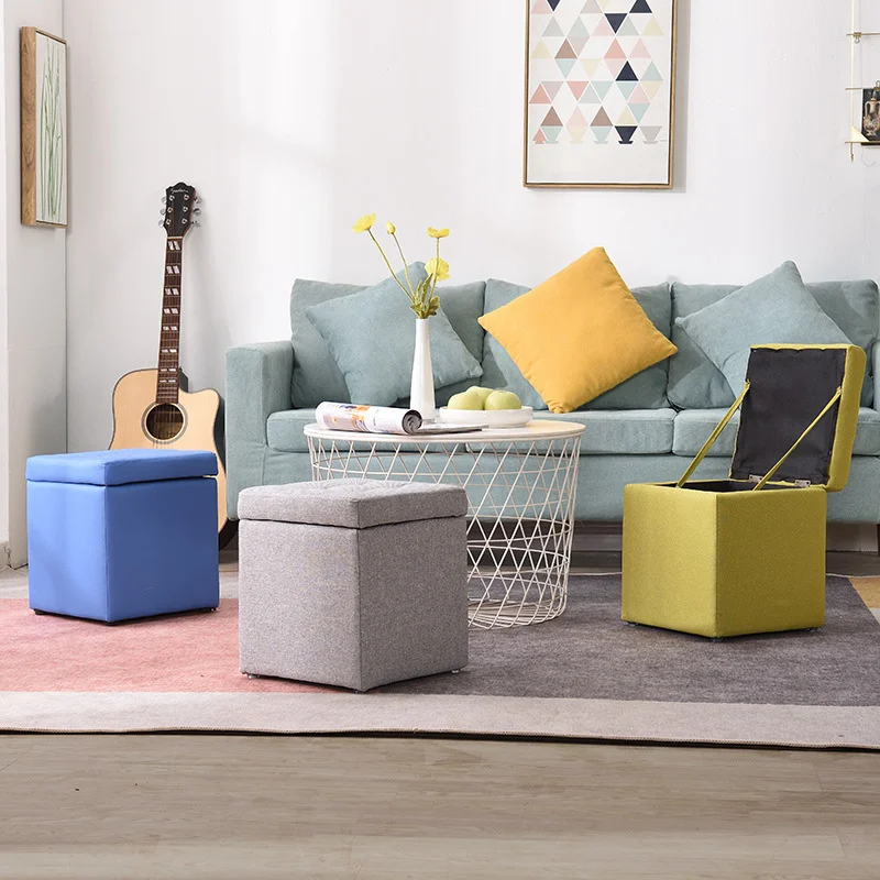 

Home Multifunctional Storage Stool Change Shoes Fashion Living Room Sofa Step Stool For Adults Creative Fabric Portable Stool