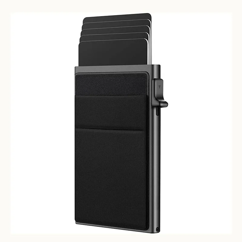 

Free Name Engraving Aluminum Wallet With Pouch RFID ID Credit Card Holder Case Wallet Automatic Pop-up Wallet Cardholder Box