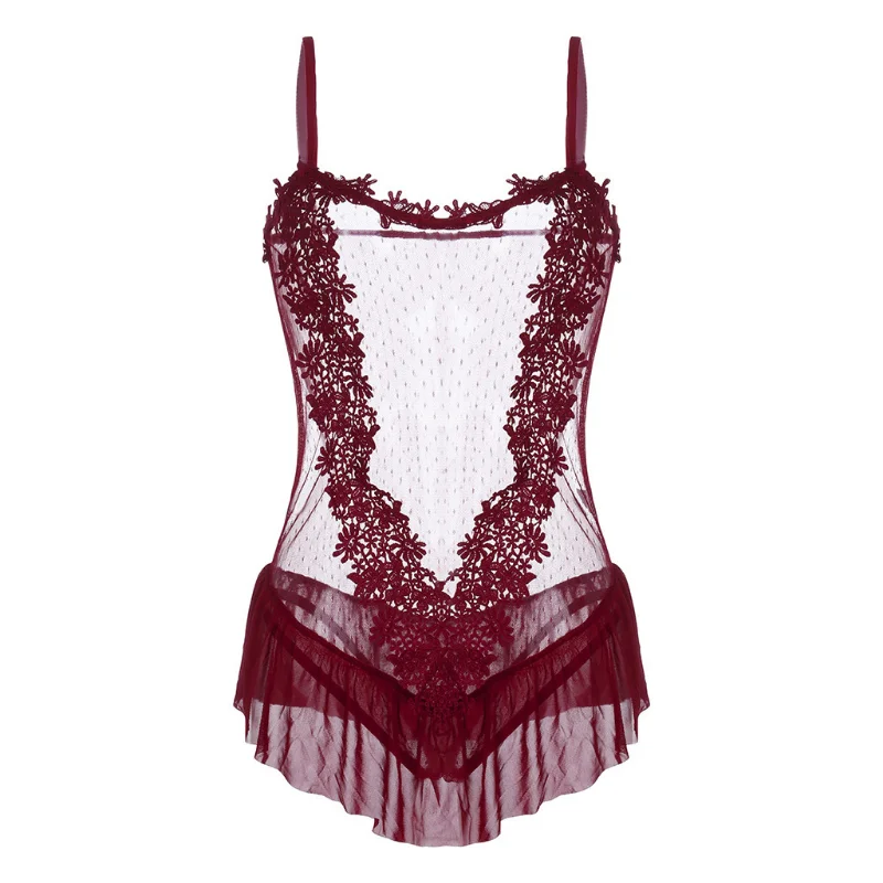 One-piece Pajamas Imitation Silk Home Clothes Women's Underwear Nightdress Sexy Party Outdoor Indoor Suit Sexy Panties