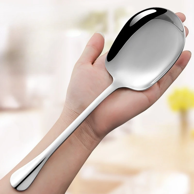 

Stainless Steel Ladle Long Cutlery Kitchen Ware Rice Serving Spoon for Buffet Cheap Home Utensils Tableware Spoons Large Big Bar