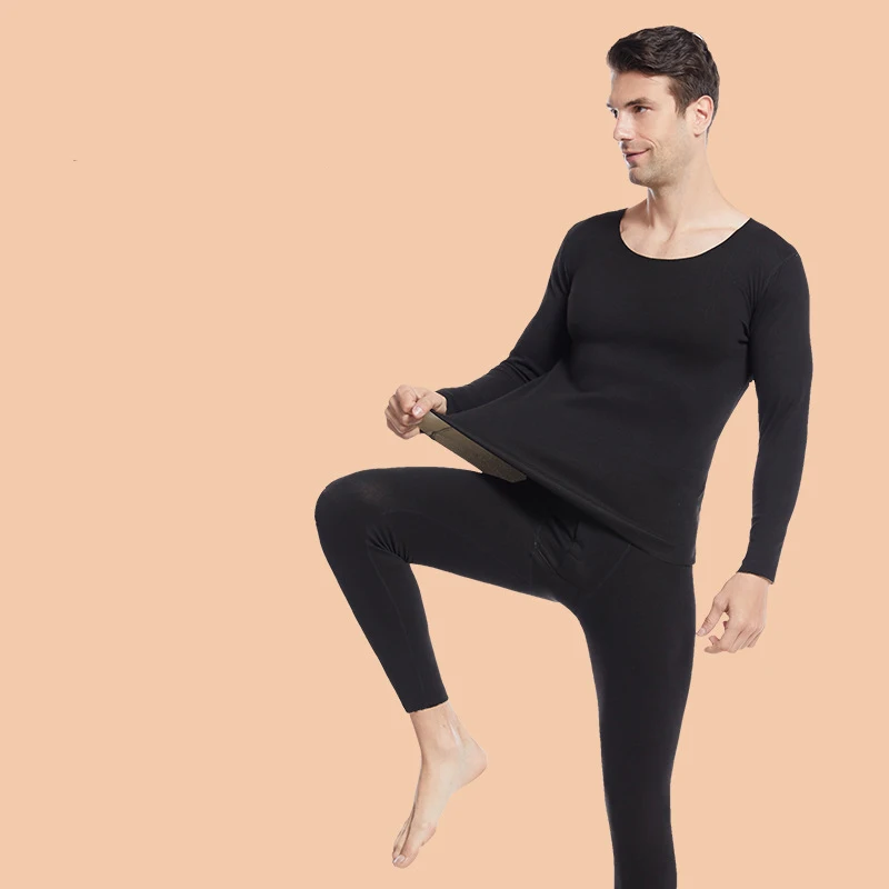 Seamless Men's Thermal Underwear Suit Winter Autumn Thicken Thermo Clothing Set 2Pcs AB Sides Keep Warm Thermal Shirt + Pants