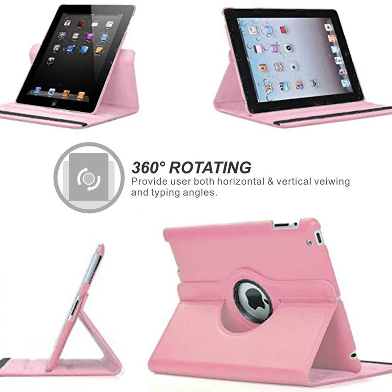 

For iPad 2 iPad 3 iPad 4 Case 360 Degree Rotation PU Leather Stand Cover A1395 A1396 A1397 A1416 A1430 A1403 A1458 A1459 A1460