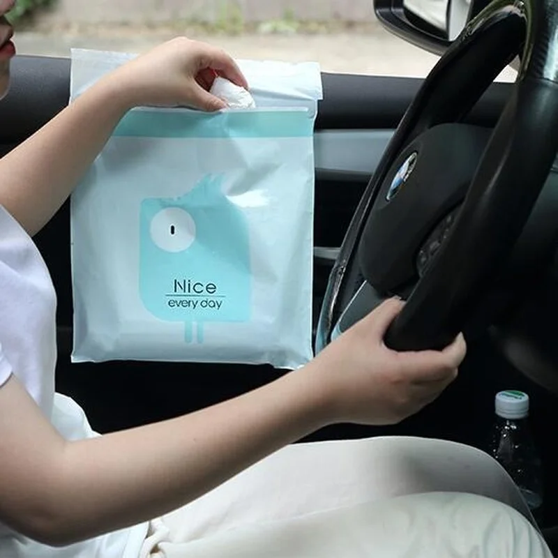 

New Car Trash Bag Trash Can Sticky Cute Cartoon Car Cleaning Bag Garbage Sorting Non-marking Strip Design No Garbage Spills
