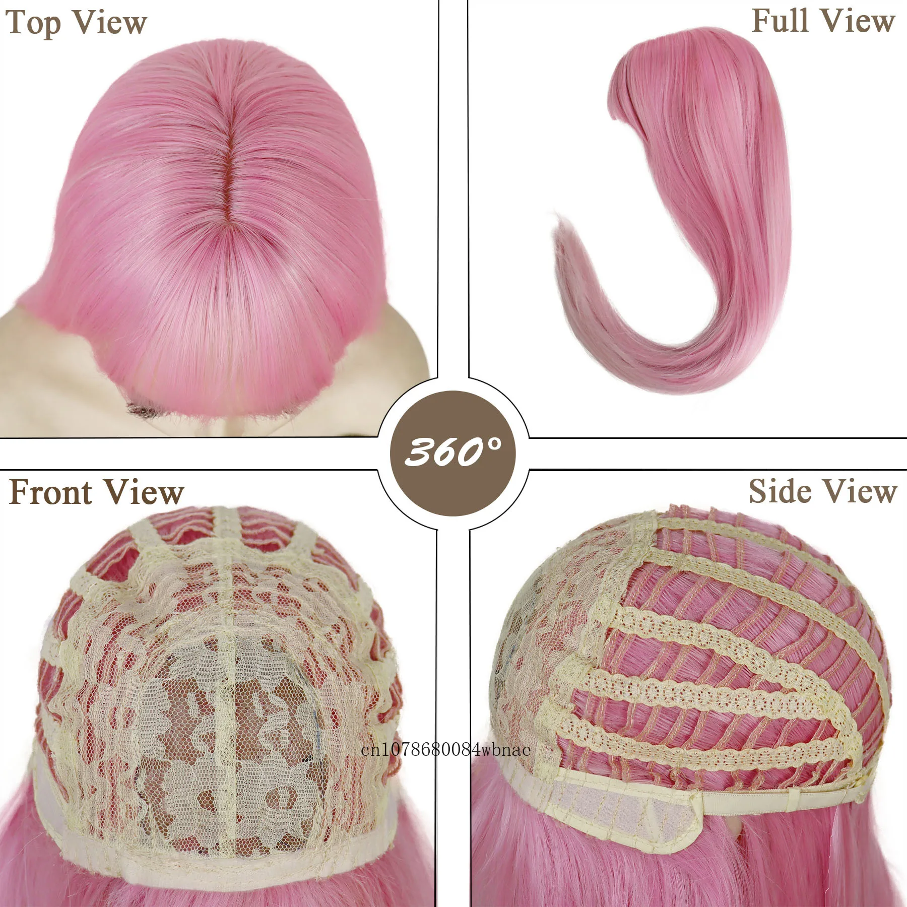 Розовые парики для женщин и девочек синтетический длинный прямой парик с челкой