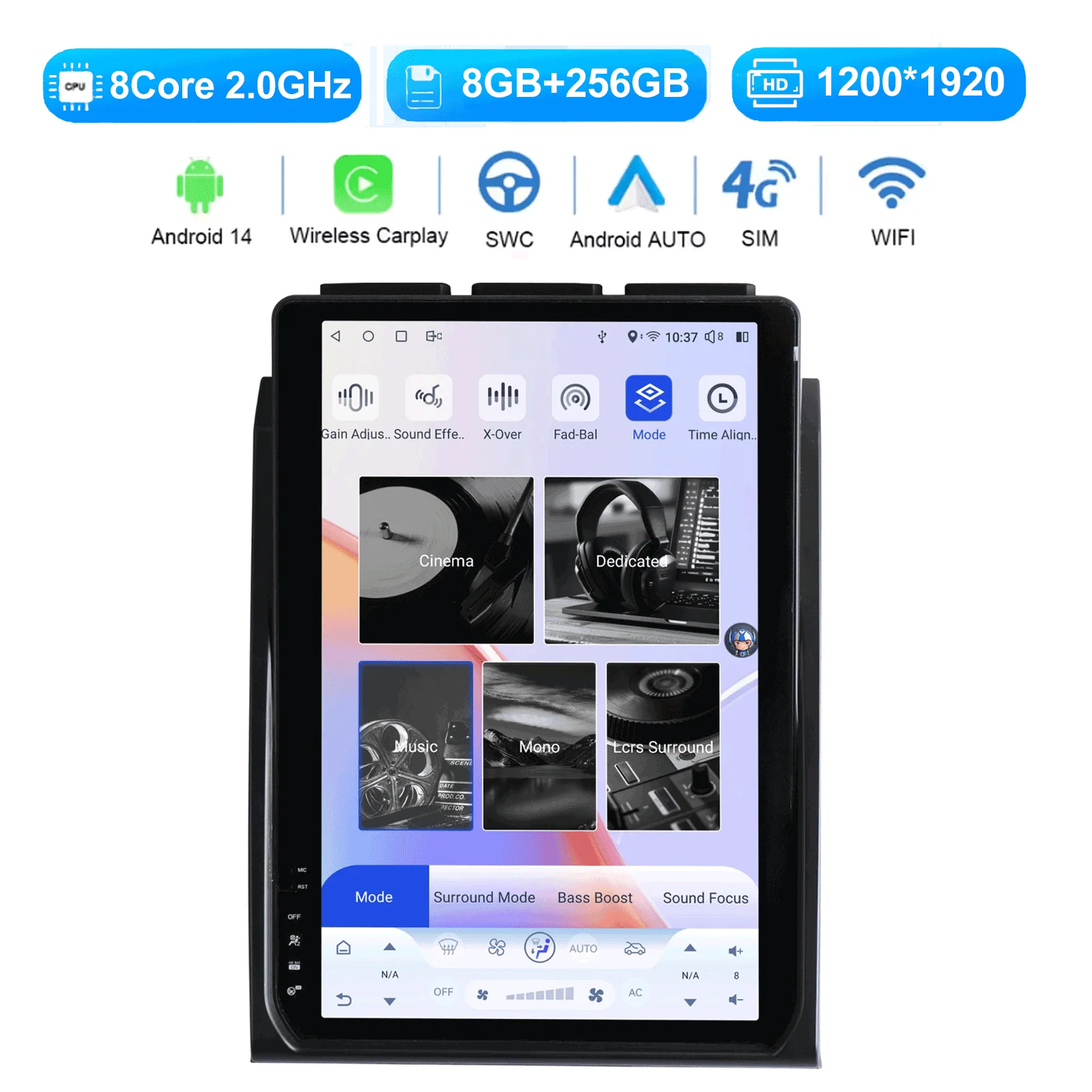 

14,5-дюймовый автомобильный радиоприемник CarPlay Android для Ford Raptor F150 2015-2020, обновление стерео с сенсорным экраном, поддержка Android Auto и GPS